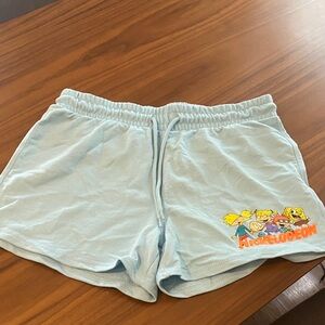 Nickelodeon Pale Blue Women's Athletic Lounge Shorts with Character Graphic
